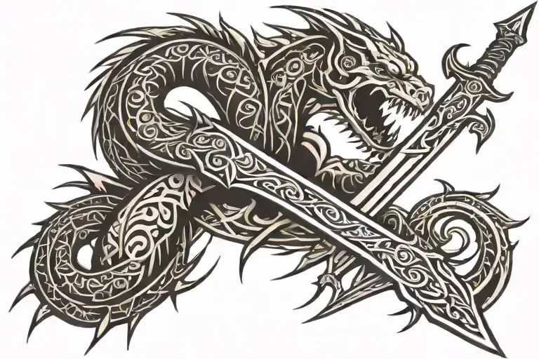 Jormungandrr Wrapped Around A Sword