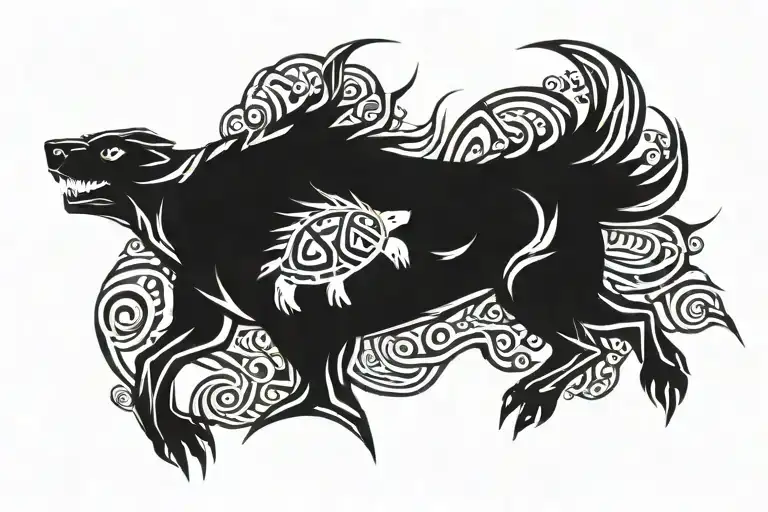 Tribal Turtle And Wolf Lightning