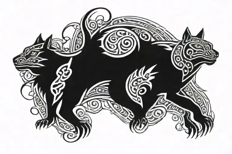 Tribal Turtle And Wolf Lightning