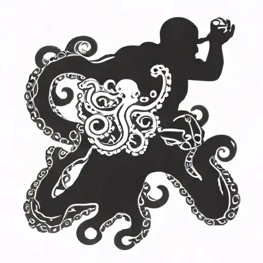 Diver And Octopus Drinking Beers Cheering
