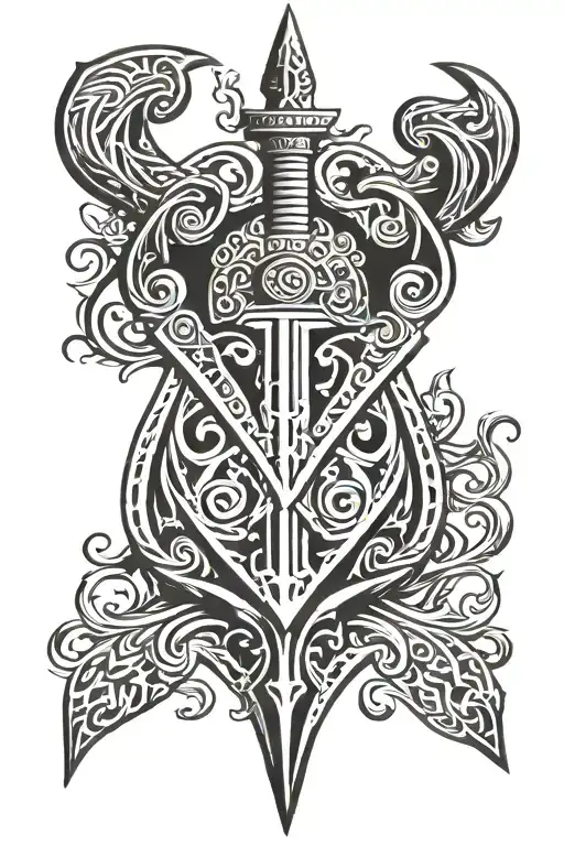 Teardrop Shaped Slavic Shield Sword Axe On The Sides