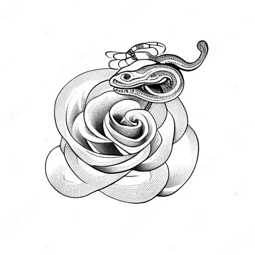 Snake With A Rose And A Dagger