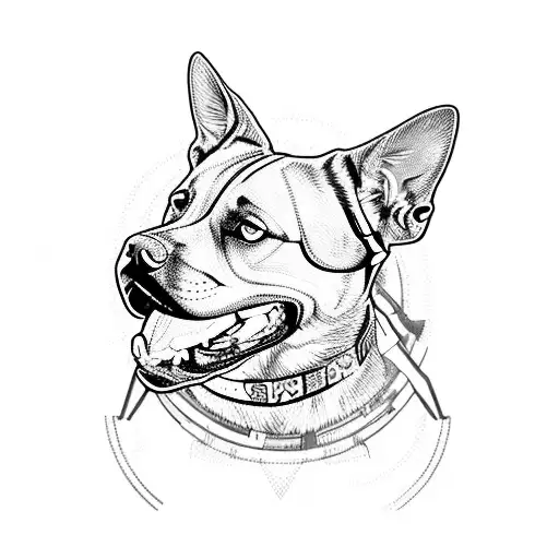 A Fierce Tribal Dog Surrounded By Computer Circuitry