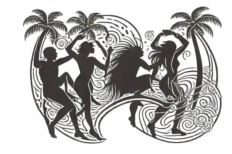 People Dancing Under A Coconut Tree