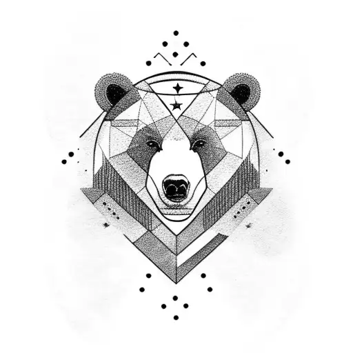 A Bear Drawn In Profile As A Spirit With Two Stars Above It