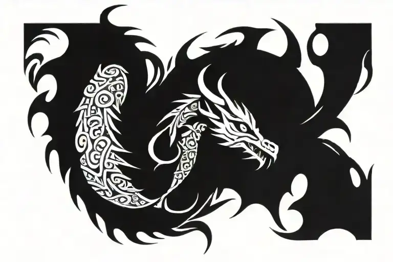 Dragon Black Tattoo With Shades Just Pencil Design