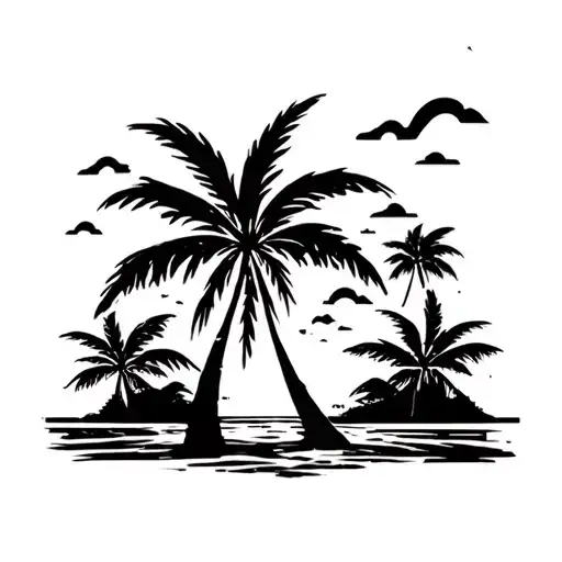 Beach Palm Trees Setting
