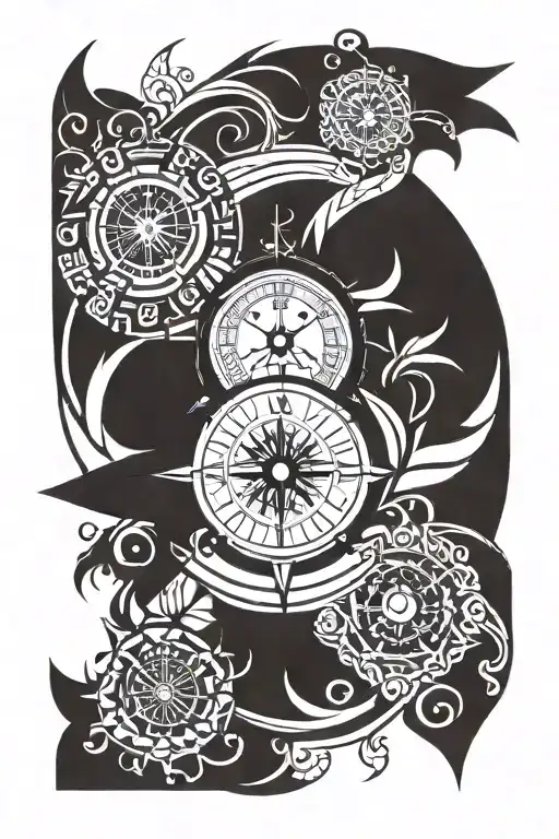 Compass And Clock Face