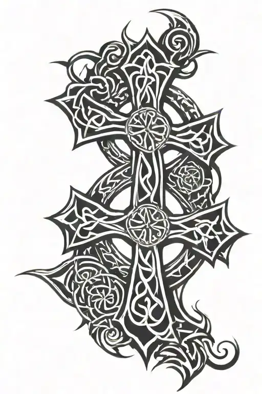 Tribal Encompassing A Celtic Cross