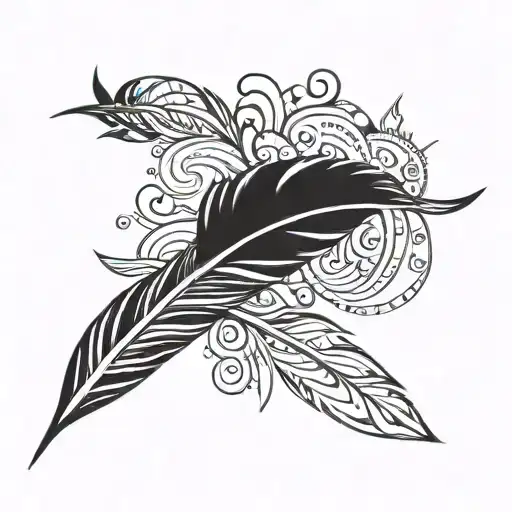 Black Feather With White Tip