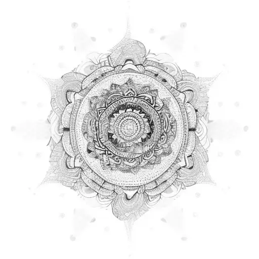 Mandala With 3 Birth Date Blend In It