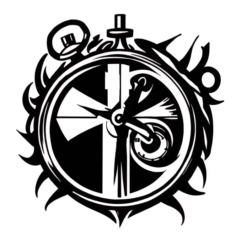 Christian Cross And A Stopwatch