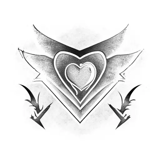A Heart With Bat Wings In Neo Tribal