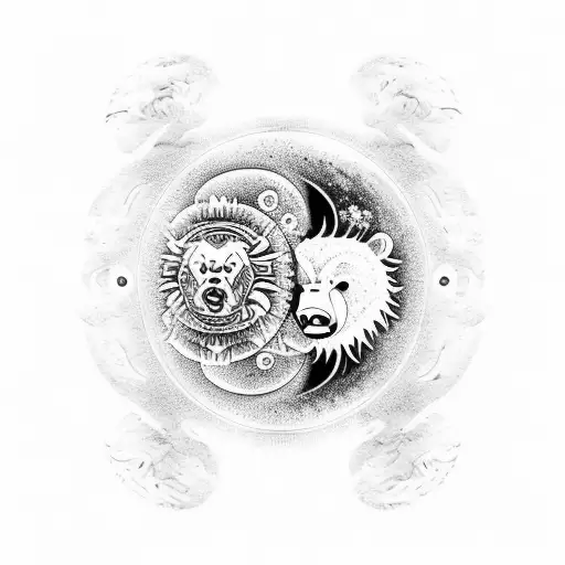 The Sun And Moon In The Form Of Yin And Yang On The Face Of A Bear