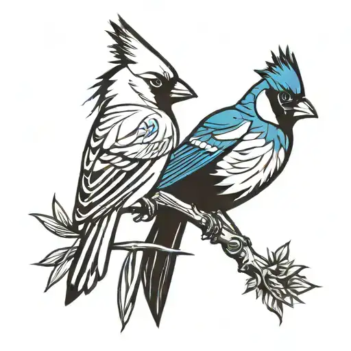 Cardinal And Blue Jay