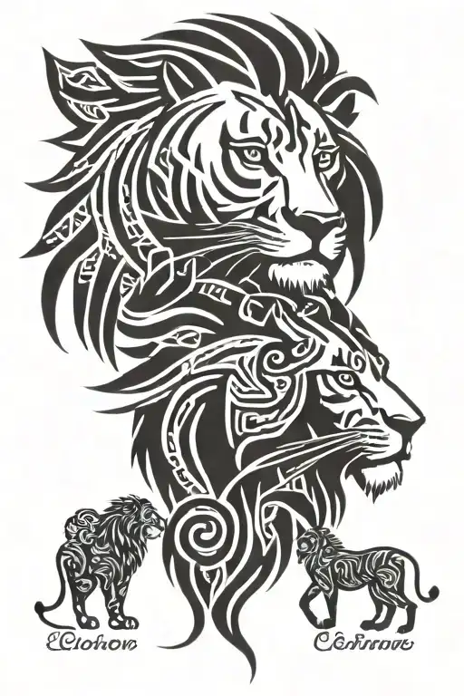 Lion Family With Names Written