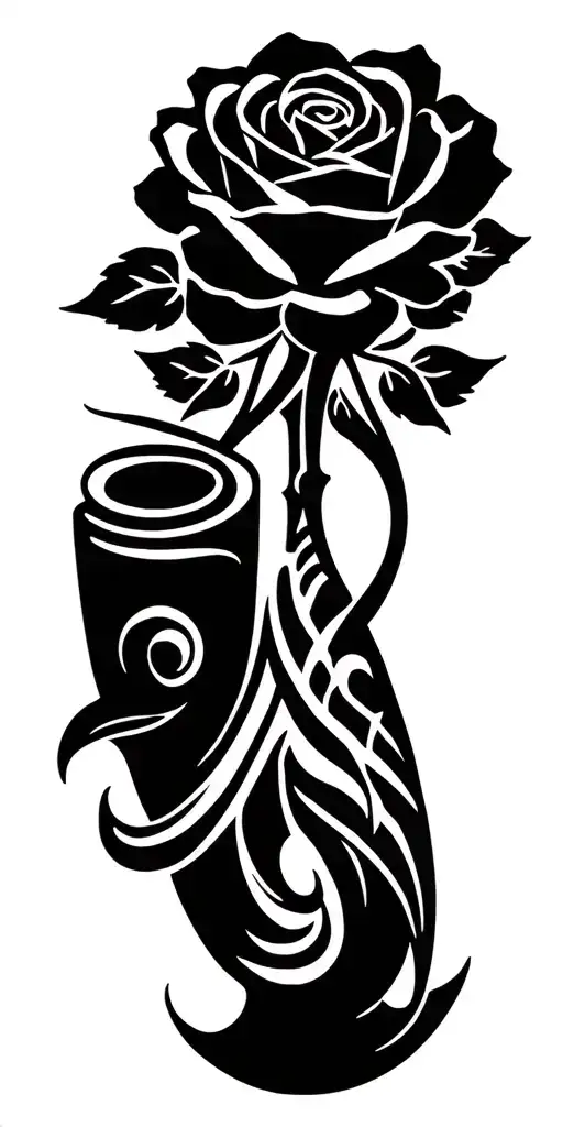 Tribal Rose With Wooden Pipe