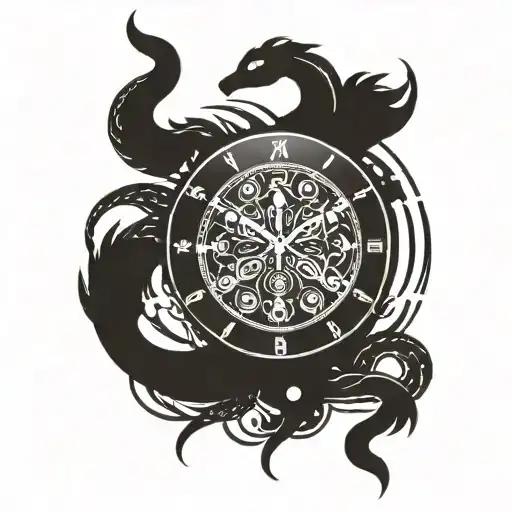 Watch Dial And Snake With Dark Galaxy Night Background