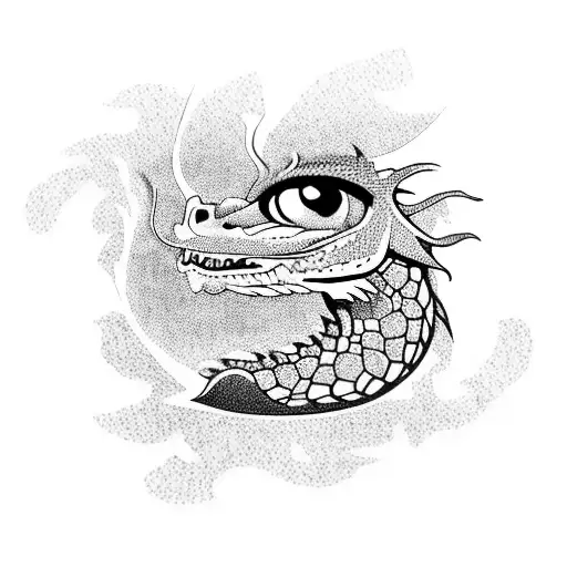 A Detailed Dragon Eye Surrounded By Nature Elements