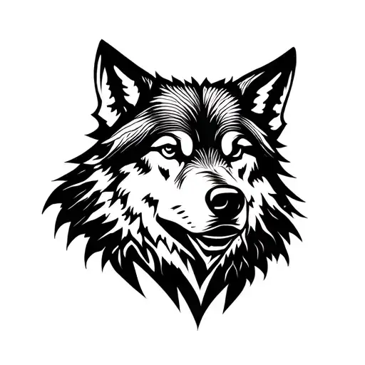 Mountain Range And Wolf