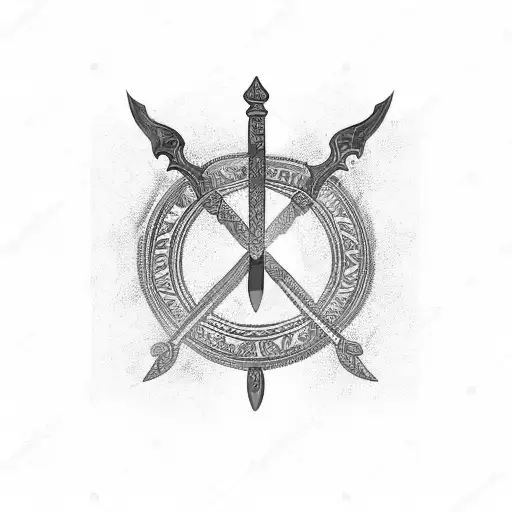 Sword With Blue Red Patterns