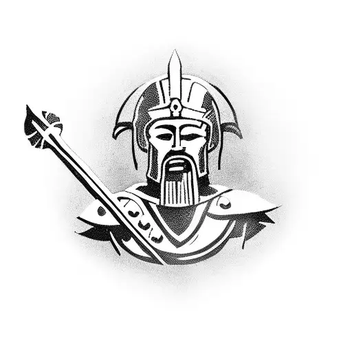 Spartan With Shield And Spear Standing