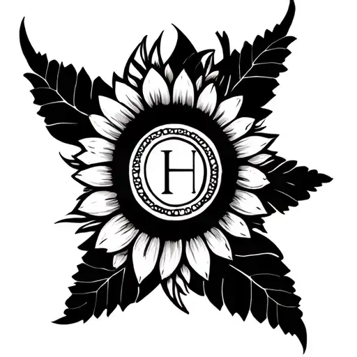 Initial G And H Sunflower Crown Stars