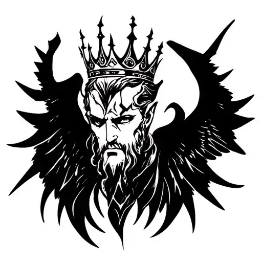 Lucifer With Broken Wings And A Crown