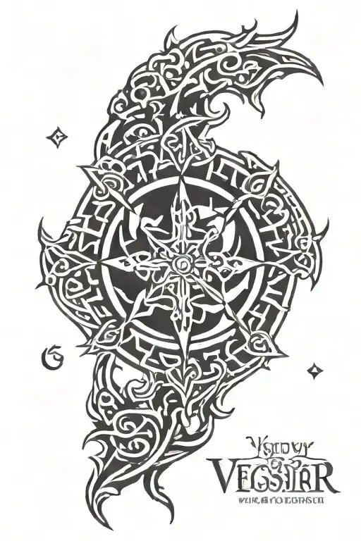 Make A Tattoo Sketch Of Vegvisir Symbol