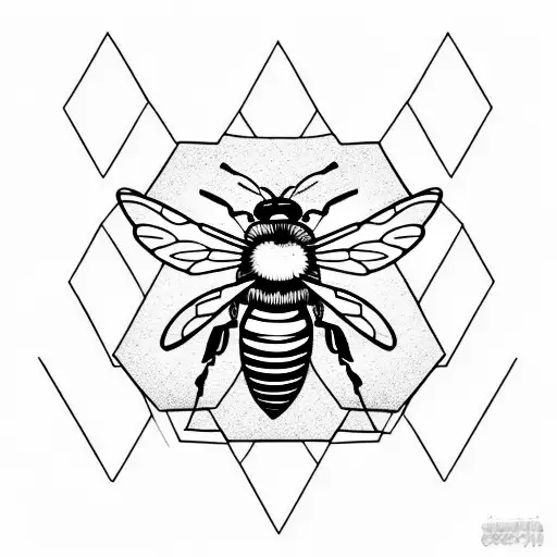 Honey Bee With Hexagons