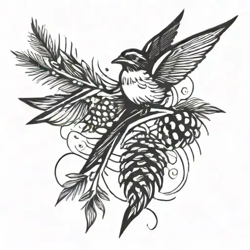 Pine Cone Swallow Bird At The Beach