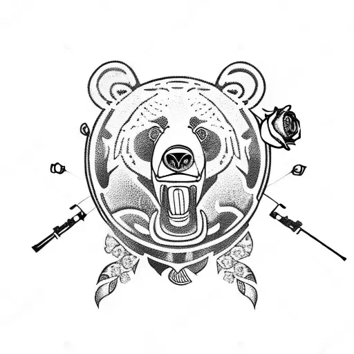 Bear With Roses And Guns