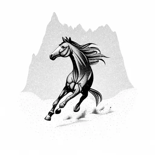 A Majestic Horse Galloping Through The Mountains