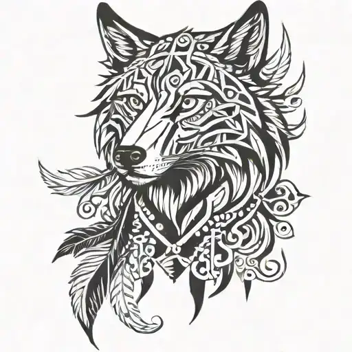 Feather And Wolf Head