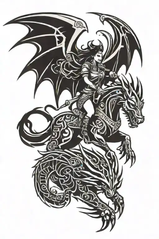Valkyrie Riding A Dragon