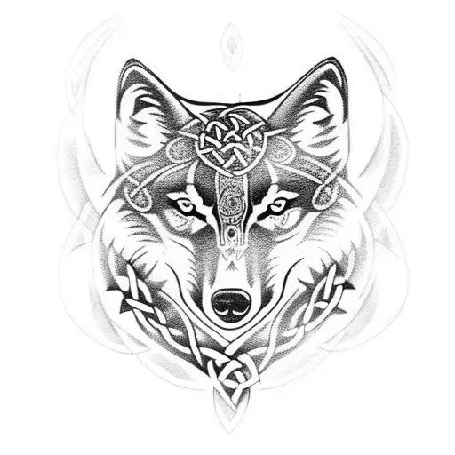 Celtic Design With Wolf