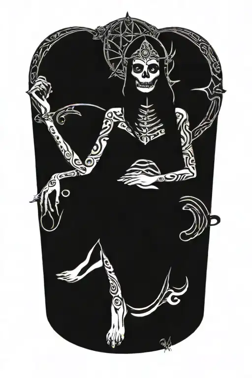 Holy Death Sitting On Her Throne