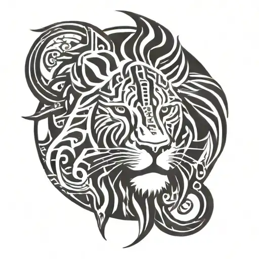 Sun With Lions Face Hidden Within The Design