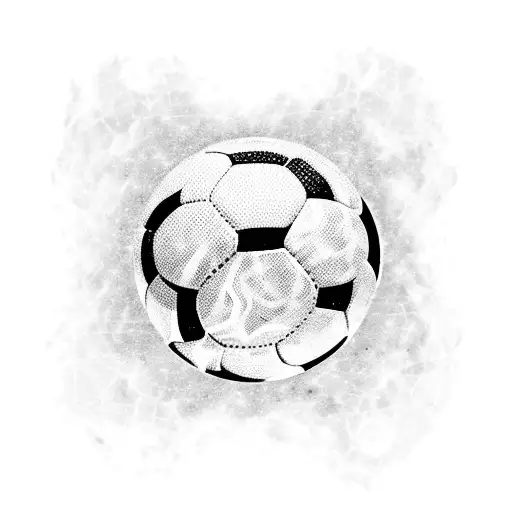 A Black-grey Tattoo Of A Soccer Ball Merging With A Galaxy