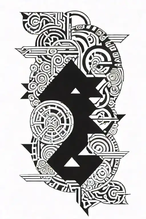 Polynesian Tattoo Line Geometrical Design Featuring