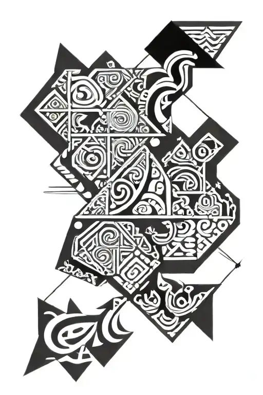 Polynesian Tattoo Line Geometrical Design Featuring
