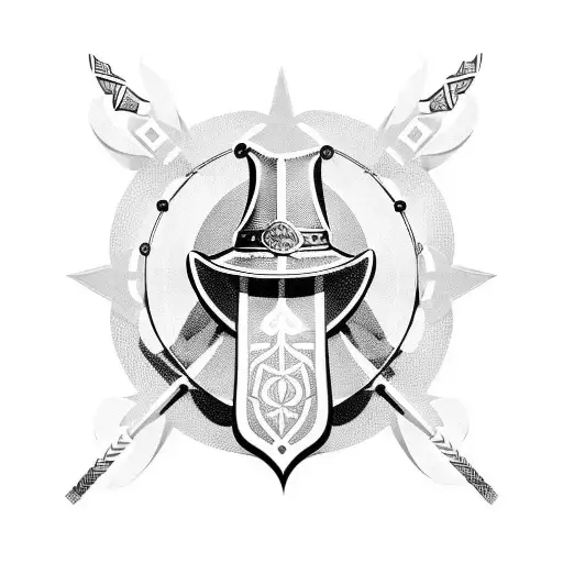 A Cowboy Hat Adorned With Viking Symbols And Crossed Swords