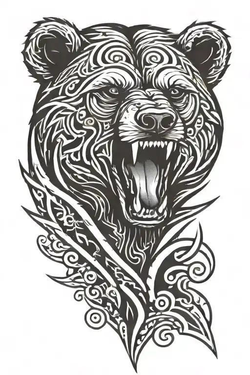 Bear Roaring With Sun In The Background