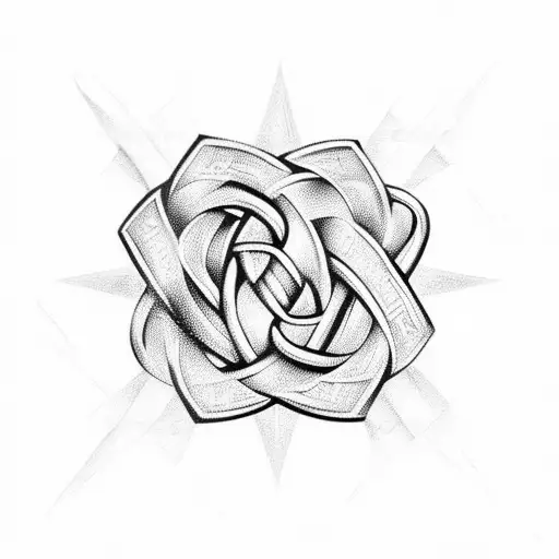 Rosebud Centrally Overlaid On Top Of Irish Trinity Knot