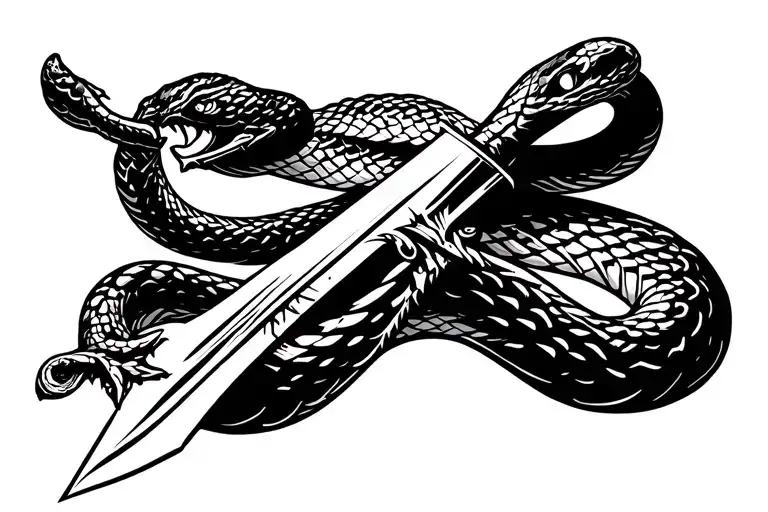 Snake Wrapped Around A Sword