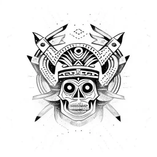 Aztec Capricorn Skull