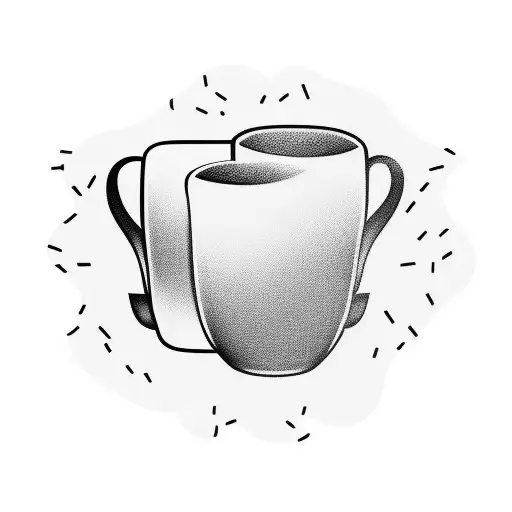 A Minimalist Tattoo Of Two Soccer Players Holding Coffee Mugs