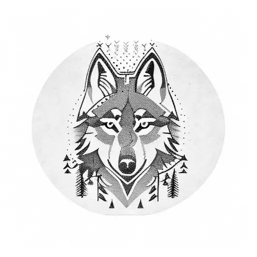 Latvian Tape With Wolf And Tree