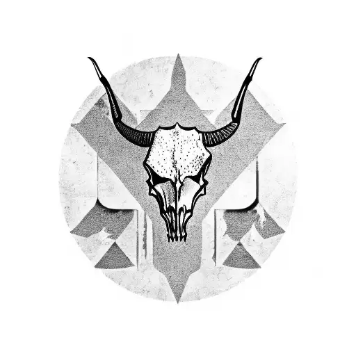 Longhorn Skull And Native American Symbols
