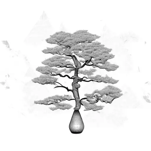 Black Bonsai Tree Made With Triangular Elements